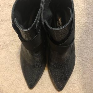 NWOB Leather Snakeskin Booties, Size 38